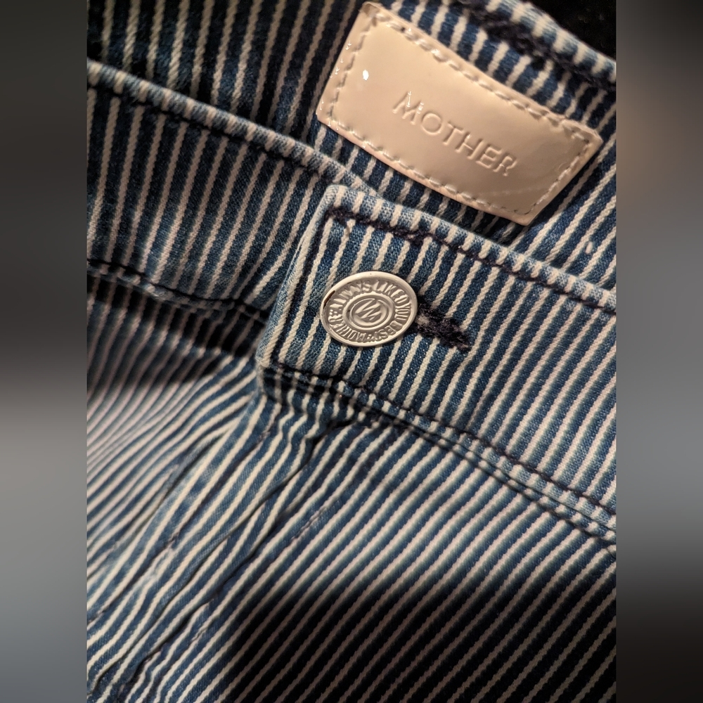 MOTHER slightly distressed pinstripe jeans size 30 - Picture 3 of 11